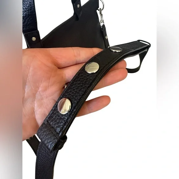 Rebecca Minkoff Keith black pebbled leather suede medium size satchel purse - Picture 7 of 14